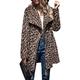 Women's Jacket Autumn And Winter European And American Style Leopard Print Mid-length Warm And Comfortable Lapel Coat L