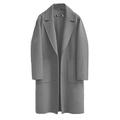 Women's Casual Pea Coat Loose Warm Overcoat Single Breasted Long Wool Jacket Outwear