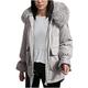 eiuEQIU Women's Winter Jacket with Fur Winter Parka Fur Hood Tailored Women's Softshell Jacket Parka Outdoor Jacket Warm Down Jackets Fur Collar Plus Velvet Warm Cotton Jacket, gray, M