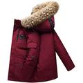 SKYWPOJU Men's Winter Puffer Jacket Padded Warm Coat with Pockets Fashion Hooded Outdoor Lightweight Cotton Lined Insulated Snowjacket (Color : Red, Size : L)