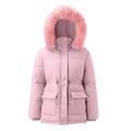 Women's Puffer Jacket with Hood Winter with Fur Waterproof Quilted Vest Winter Jacket Women's Mountain Jacket Black Elegant Casual Winter Jacket Parka Coat Long Women's Mountain Jacket, Pink (pink 2), XL