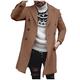 Premium Woolen Jackets for Men Winter Business Wool Blazer Gentlemen Trench Coat Slim Fit Double Breasted Notched Collar Long Jacket Pea Coat with Pocket Khaki