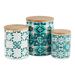 Bungalow Rose Ceramic 3 Piece Kitchen Canister Set Ceramic in Green/Blue | 5.5 H x 4.5 W x 4.5 D in | Wayfair 45DE4BB269904A8998B35D35416343A6