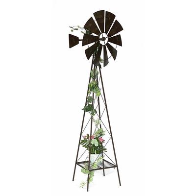 Windrad Metall 170 cm kugelgelagert Braun Windspiel Gartenstecker 96019 Windmühle Wetterfest