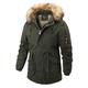 LUONE Men's Parka Coat Men's Thick Warm Snow Parkas Jacket Detachable Overcoat Mid-Length Cotton-Padded Jacket British Fur Collar Coat,Green,XXL
