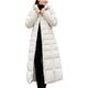 SKYWPOJU Women Down Jacket Long Winter Coat Zipper Coat Thick Warm Parka Bomber Jacket with Fur Hood (Color : White, Size : L)