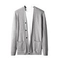 SFBJPZW Spring and Autumn Cardigan Men Sweater Solid Color Pocket Jacket Coat Light Grey M