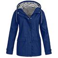 Sellfunoo Rainproof Jacket Women Lightweight, Outdoor Waterproof Jacket Windproof Windbreaker Hooded Coat Outwear Overcoat with Pockets (Blue,5XL)