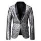 Qienjn Men Blazer Slim Fit Urban Modern Fashion Bronzing Print Men Suit One Button Casual New Host Wedding Party Men Jacket