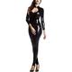 ZLZNX Sexy Women's Latex Catsuit Clothing PVC Shiny Catsuit Faux Leather Open Crotch Jumpsuit Wet Look Club Clothing,Black,L