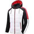 Men's Hooded Collar Winter Casual Padded Cotton Jacket Mens Sweatshirt Hoodie Sweater Sale Windproof Outerwear Clothing for Daily Outdoor Wear White