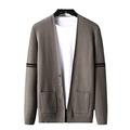 SFBJPZW Cardigan Christmas V Neck Kimono Knit Sweater for Men Coat Wool Sweater Khaki L