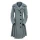 Sellfunoo Womens Single Breasted Lapel Pea Coat Winter Warm Mid-Long Trench Coat Woolen Windbreaker Jacket (Gray,3XL)