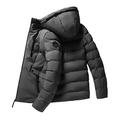 Men's Jacket Winter Warm Jackets Windproof Coat with Zip Pockets Hood,Without Hat,Work Top Grey M