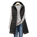 Windproof Down Vest Gilet for Women Warm Down Jacket Coat Stand Collar Lightweight Quilted Vest Gilet Packable Tops (Black,XXXXL)