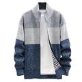 Mens Zip Up Knitted Cardigan Thick Sweater Stand Collar Fleece Lined Warm Mens Sweatshirt Hoodie Sweater Sale Windproof Outerwear Clothing for Daily Outdoor Wear Gray
