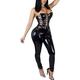 ZLZNX Women Sexy Latex Catsuit PVC Exotic Costume Lingerie Full Bodysuit Overall Wet Look Club Clothing,Black,L