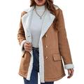 Sellfunoo Winter Coats Women, Casual Long Sleeve Button Faux Lamb Wool Lapel Warm Plush Coat Jacket Outwear (Brown,L)