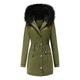 Womens Winter Warm Fleece Lined Parker Coat Long Sleeve Thicken Plus Velvet Cotton Casual Hooded Jacket with Pockets (Military Green,M)