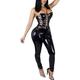 ZLZNX Women Sexy Latex Catsuit PVC Exotic Costume Lingerie Full Bodysuit Overall Wet Look Club Clothing,Black,XL