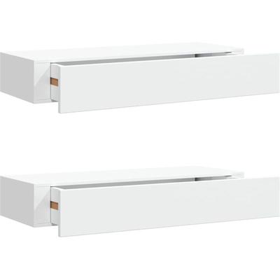 Vidaxl - Wandregale mit Schubladen 2 Stk. Weiß 60x23,5x10 cm mdf Image