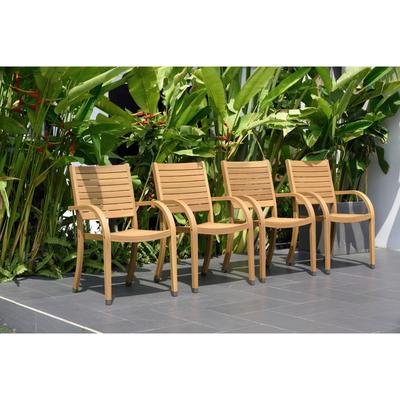 Tottenville Outdoor Patio FSC Certified Wood Stackable Chairs 2 or 4pc by Havenside Home