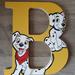 Disney Accents | Hand Painted Disney 101 Dalmatians Puppies Alphabet Letter Art | Color: Black/Gold | Size: Os