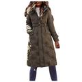 AILIEE Women's Long Padded Coat Winter Warm Quilted Jacket Parka Jacket Warm Maxi Puffer Coat Lady Long Coats Winter Down Jacket Women Slim Waist Belt Mid-Length Waist Solid Color Padded Jacket Green