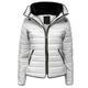 Fashion Padded Womens Quilted Jacket Bubble Women Coat Warm Thick Collar Women's Parkas Hooded Jacket Coat Winter Coat (White, S)