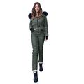 Darringls One-piece ski overall, women's winter one-piece ski suit, snowsuits, skiing, outdoor jumpsuit, ski jacket, ski suit, ski suit, ski suit, snowsuit, romper overalls, ski outfit, Army Green, M