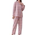 Autumn and winter couples pajamas men and women long-sleeved woven plaid home service suits M