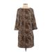 H&M Casual Dress - Shift: Brown Animal Print Dresses - Women's Size 2 - Print Wash