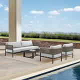 Joss & Main Scotia 4 Piece Outdoor Conversation Set in Aluminum & Rope w/ Light Gray Fabric Cushions Metal in Black | 25 H x 84 W x 31 D in | Wayfair