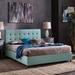 Red Barrel Studio® Kaern Queen Low Profile Platform Bed Upholstered/Linen in Blue | 41.5 H x 62 W x 83 D in | Wayfair