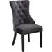 Rosdorf Park Pettey Tufted Leather Upholstered Side Chair in Dark Gray Upholstered in Black/Brown | 40 H x 23 W x 23 D in | Wayfair