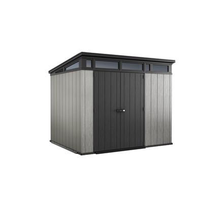 Keter Artisan 9 x 7 ft. Modern and Elegant Resin Outdoor Storage Shed With Floor for Patio Furniture and Tools, Grey