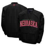 Men's Franchise Club Black Nebraska Huskers Members Windshell V-Neck Pullover Jacket
