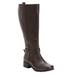 Wide Width Women's The Donna Wide Calf Leather Boot by Comfortview in Brown (Size 10 W)