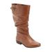 Wide Width Women's The Monica Wide Calf Leather Boot by Comfortview in Dark Cognac (Size 7 1/2 W)