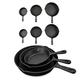 Youyijia 9 Pcs Cast Iron Pan Pre-Seasoned Iron Skillet Set Heavy Duty Skillet Set with Pouring Lip for Grilling Searing Frying Baking Black (15cm 6-Inch 20cm 8-Inch 25cm 10-Inch)