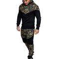 Auenix Men's Tracksuit Full Winter - Men's Hooded Sweatshirt and Zip 2PC Tracksuits Pants Set Jogger Gym Camouflage Outerwear Long Sleeve Tracksuit Men, olive, XL