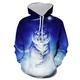 Boy Girl Hoodie 3D Pattern Print, Men's Pullover Hooded Graphic Sweatshirt, Night Tiger Image Blue Sky Funny Print Hoodie, Lovers Teen Unisex Hooded Loose Daily Casual Sportswear Long Sleeve Hooded Sw