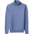 Men Jumper Rollneck Men's Plus Velvet Turtleneck Sweater Autumn Season Solid Color Thick Sweater Warm Knitwear (Color : Blue, Size : 3XL)