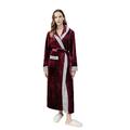 Fleece Dressing Gown Bathrobe Women, Long Robe Hooded Soft Plush Sleepwear Kimono Nightwear Loungewear Housecoat Towelling (Burgundy,L)