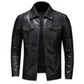 BKPPBi1lkin Leather Jacket Mens Men's Motorcycle Leather Jacket Large Size Pocket Black Zipper Lapel Slim Fit Male Spring and Autumn PU Coat M-5XL (Color : Black, Size : Asian XXL is EUR L)