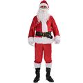 Adults Christmas Santa Claus Cosplay Costume Unisex X-mas Party Role Play Costume Santa Claus Suits with Fake Beard Belt and Boots (Red, XL)