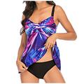 MRULIC Swimwear Padded Print Tankini Beachwear Swimjupmsuit Swimsuit Women Plus Size Swimwears Tankinis Set (Purple, XXL)