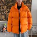 Winter Coat Men's Warm Parkas Streetwear Cotton Coats Slim Male Jackets Windproof Padded Coat Mens Clothing (Color : Orange, Size : Chinese Size L)