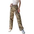 Briskorry Women's High Waist Lightweight Pump Trousers Harem Trousers Casual Trousers with Many Patterns High-Waist Casual Trousers Ripped Matching Colour Spliced Long Harem Trousers