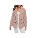 O·Lankeji Plus Size Faux Shearling Jacket for Womens,Long Sleeve Plush Button Coats with Pocket,Solid Color Lapel Outwear for Warm Winter (Color : Pink, Size : 4XL)